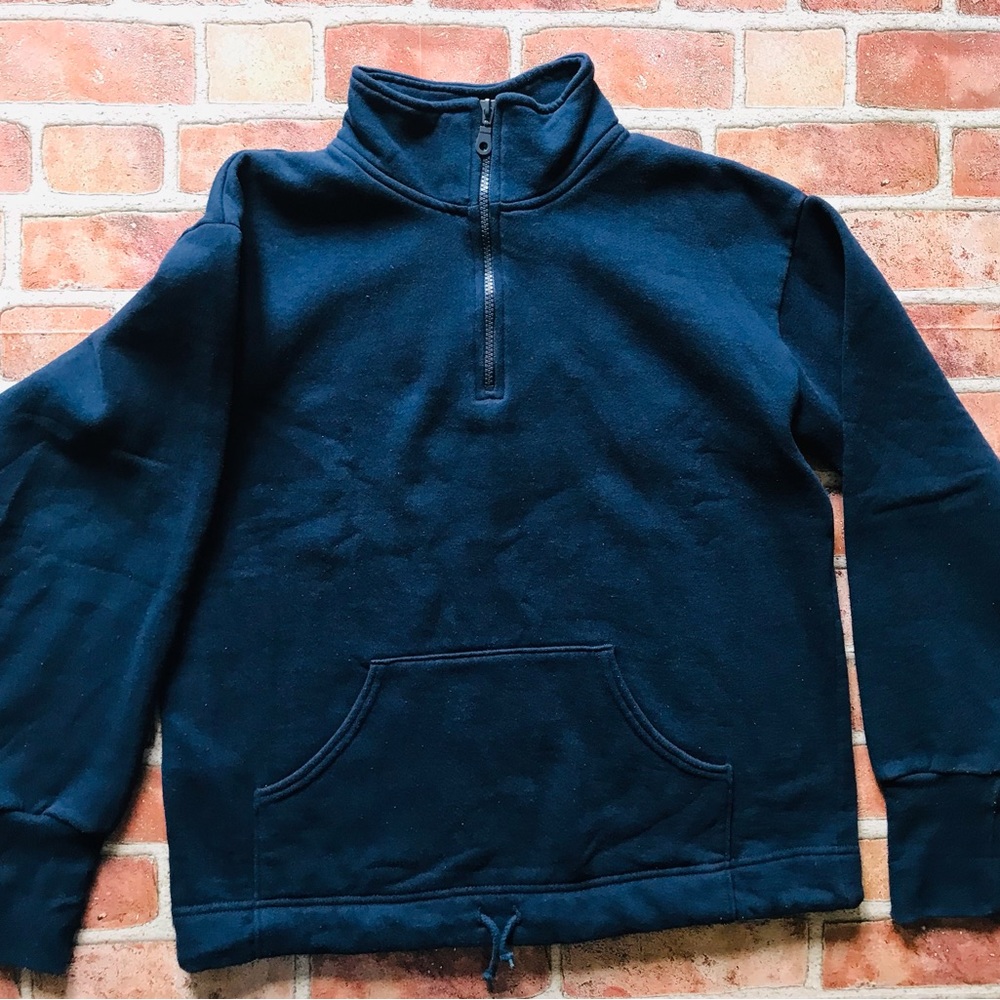 Lady Footlocker Sport Quarter Zip Navy Blue Sweatshirt Sz-S